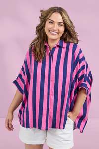 Cool Winter: Elm Palermo Stripe Shirt Blue Pink