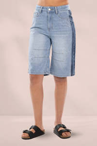 Mi Moso Double Denim Shorts Blue