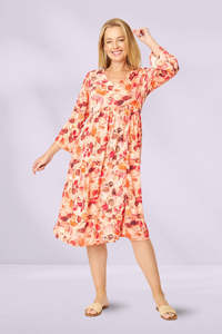 Cordelia St Rachael Bell Sleeve Dress Coral