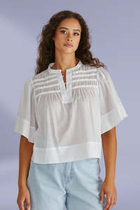 Clear Winter: Sass Pammi Ruffle Yoke Blouse White