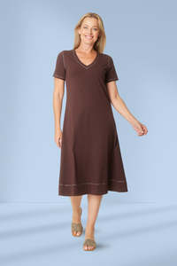 Deep Autumn: Cordelia St Short Sleeve Contrast Dress Chocolate