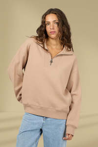 Warm Autumn: Silent Theory Silent Luxe 1/4 Zip Crew Taupe