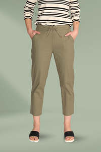 Warm Autumn: Vassalli 7/8 Slim Leg Elastic Waist Pants Army
