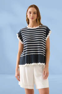 Isle Of Mine: Isle of Mine Ida Knit Top Navy