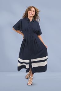 Elm Scarlet Midi Dress Navy Stripe