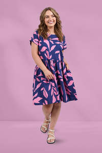 Soft Summer: Elm Mimosa Dress Blue Depths Yardage Print