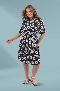 Elm Azalea Shirt Dress Navy Azalea Print