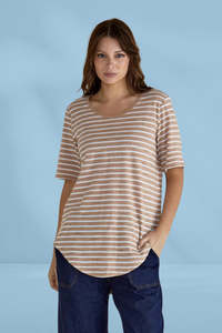 Betty Basics Ariana Tee Beige Stripe