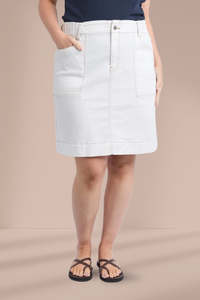 Elm Atlas Denim Skirt Vintage White