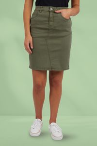 Elm Belle Denim Skirt Washed Khaki