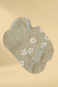 Antler No Show Socks Sage Daisy