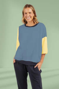 Playful: Elm Mazie Colour Block Sweat Blue Shadow