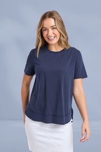 Playful: Foxwood Farrah Short Sleeve Tee Dark Sapphire