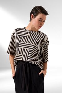 Career: Marco Polo Spliced Stripe Tee Stone Black