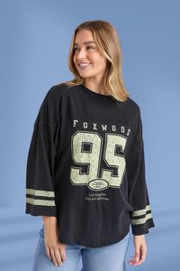 Lounge: Foxwood Ninety Five Long Sleeve Tee Washed Black