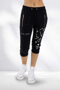Federation Cut Trackies With Love Black White