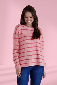 Betty Basics Natasha Knit Top Pink Stripe