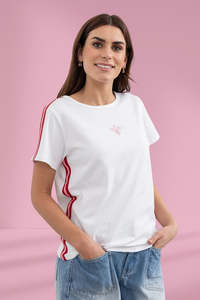 Moss: Moss Bee Tee White Candy Stripe