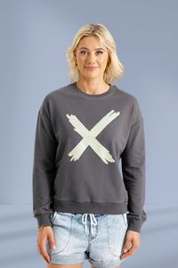 Homelee Camilla Crew Graphite With Candy Apple X