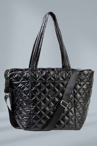 Stella and Gemma Tote Bag Quilted Black