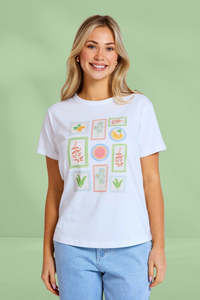 Stella Gemma: Stella and Gemma Ace Tee Postcards From Italy White
