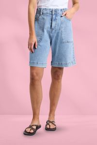 Elm Atlas Long Denim Shorts Mid Blue Wash