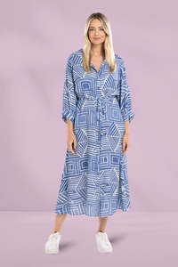 Mi Moso Dani Dress Blue Print