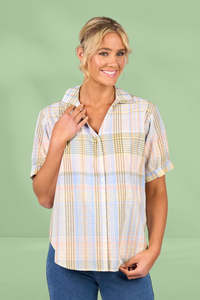 Light Summer: Vassalli Drop Shoulder Shirt Blue Check