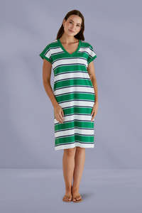 Light Summer: Betty Basics Zena T Shirt Dress Navy Green Stripe