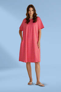 Betty Basics Eloise T Shirt Dress Pink Red Stripe