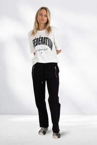 Deep Winter: Federation Loose Leg Escape Trackies Black Silver