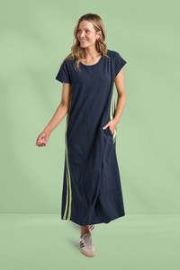 Cool Winter: Foxwood Recovery Dress Navy and Neon Lemon