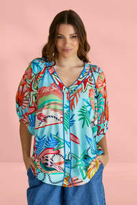 Betty Basics Rio Reef Shirt Reef Print Blue