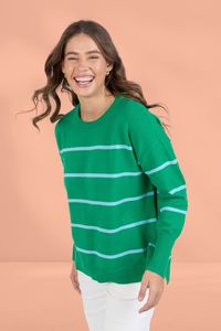Clear Winter: Elm Charli Stripe Knit Pine Green