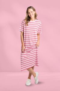 Soft Summer: Elm Bon Bon Dress Red and Pink Stripe