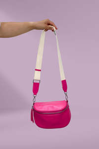 Lemon Tree Dani Leather Bag with Woven Strap Fuchsia