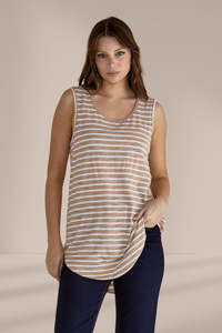 Clearance: Betty Basics Keira Tank Beige Stripe