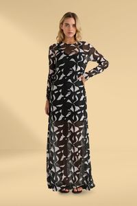 Sass Tarni Mesh Dress Iris Abstract Print
