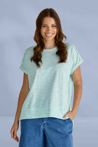 Light Summer: Betty Basics Shirley Short Sleeve Tee Green Stripe