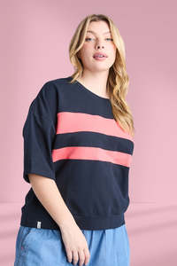 Elm Nico Sweat Navy with Sugar Coral Panels