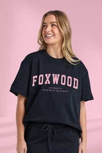 Foxwood Interval Neon Pink Tee Navy