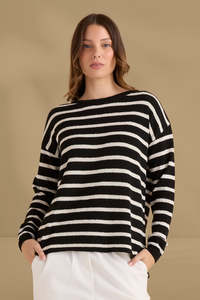 Modern: Betty Basics Bradford Knit Top Cream Black