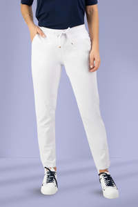 Vassalli Ankle Grazer Slim Leg Elastic Waist Pants White