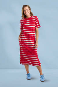 Best Sellers: Elm Crimson Tee Dress Cranberry White Stripe