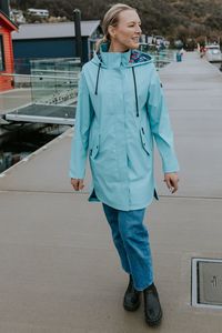 PRE-ORDER Moke Billie Raincoat Aqua with Evie Aqua Trails
