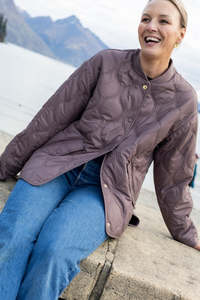 Cool Winter: Moke Talei Quilted Bomber Jacket Cocoa Powder