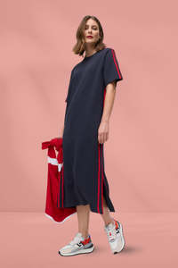 Marco Polo Twin Stripe Ponte Dress Navy