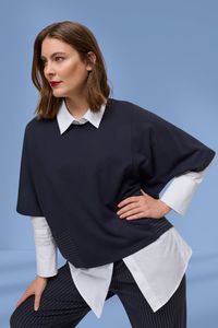 Marco Polo Spliced Pinstripe Ponte Tee Navy