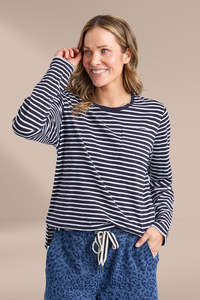 Playful: Elm Drea Long Sleeve Tee Navy White Stripe