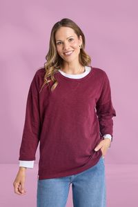 Elm Annie 3/4 Sleeve Tee Plum